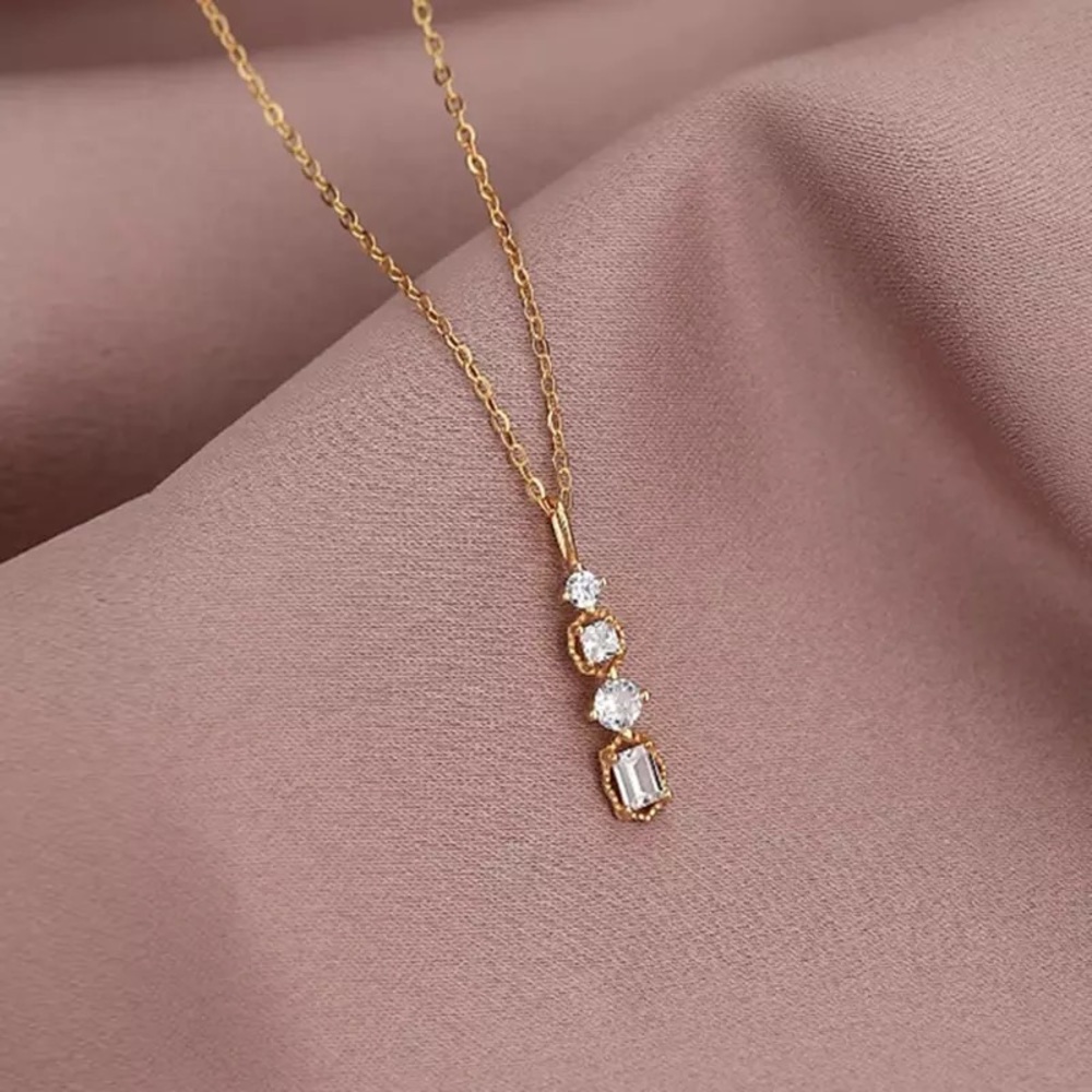 Sterling Silver Drop Simulated Diamond Necklace - Picture 7 of 9